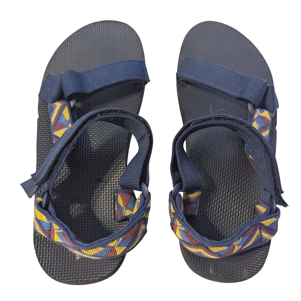 Teva Men's 9 Original Universal Blue Yellow Red Geometric Sport Sandals 1004006